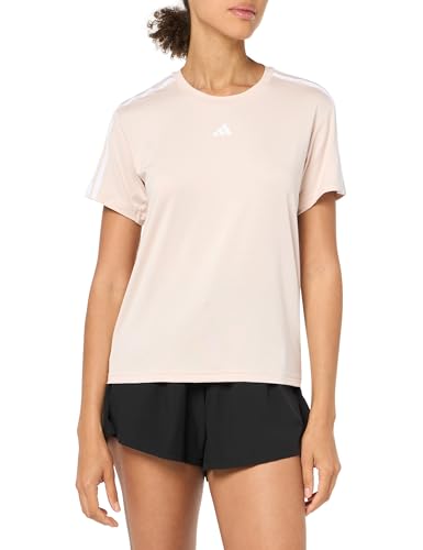 adidas Women's Train Essentials 3-Stripes T-Shirt, Bliss Pink/White, XX-Large