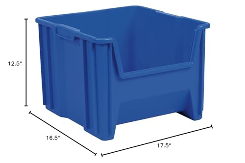 Akro-Mils 13018 Stak-N-Store Heavy Duty Stackable Open Front Plastic Storage Container Bin, (17-1/2-Inch x 16-1/2-Inch x 12-1/2-Inch), Blue, (2-Pack)