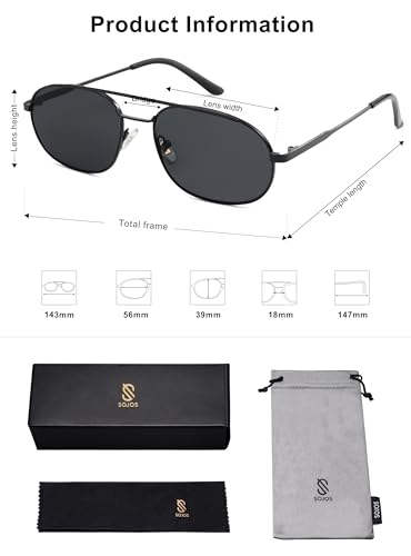 SOJOS Retro Trendy Aviator Sunglasses Women Men 90s Small Vintage Glasses Stylish Oval Sunglasses SJ1208,(Black/Black/Grey)