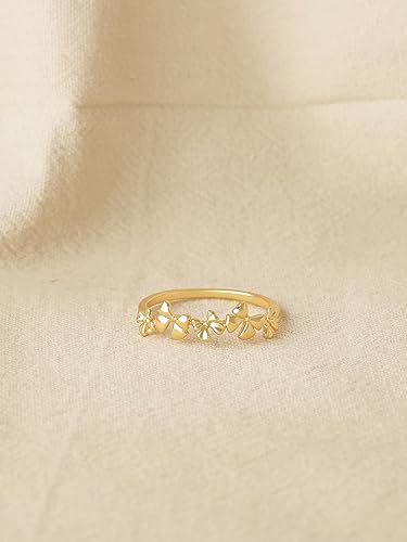 GNIRTSI Gold Bow Knot Ring for Women 14K Gold Plated Minimalist Stack Thin Band Finger Jewelry Size 9