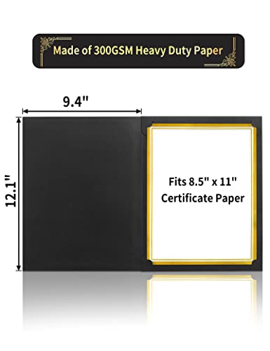 GNL Certificate Holders - 25 Packs Black Diploma Holders, Certificate Covers with Gold Foil Border, for Letter Size 8.5 x 11 Certificate Paper, Award, Graduation, Documents