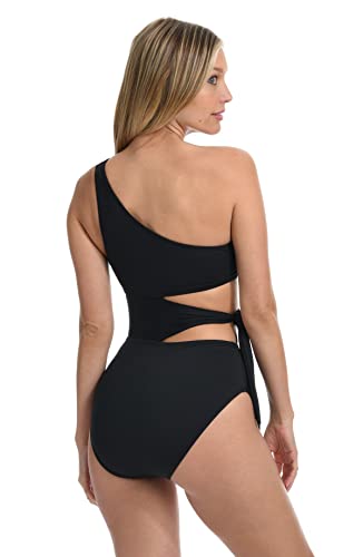 La Blanca Women's Island Goddess One Shoulder Mio One Piece Swimsuit, Black, 4