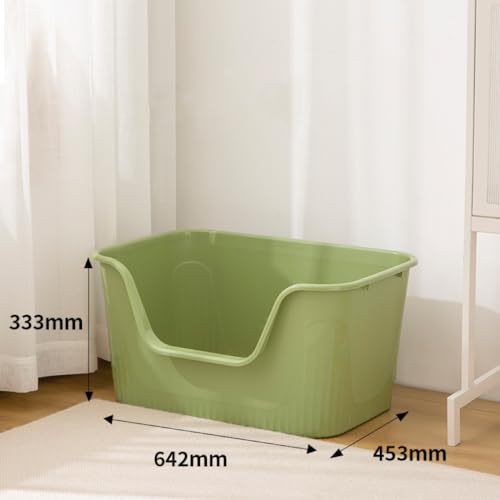 TownTime Extra Large Litter Box with High Sides 25.27" Lx17.83 Wx13.11 H,Anti-Splashing Kitty Litter Box,Tool-Free Assembly,Multi Cat Litter Box,Jumbo Litter Box (Green)