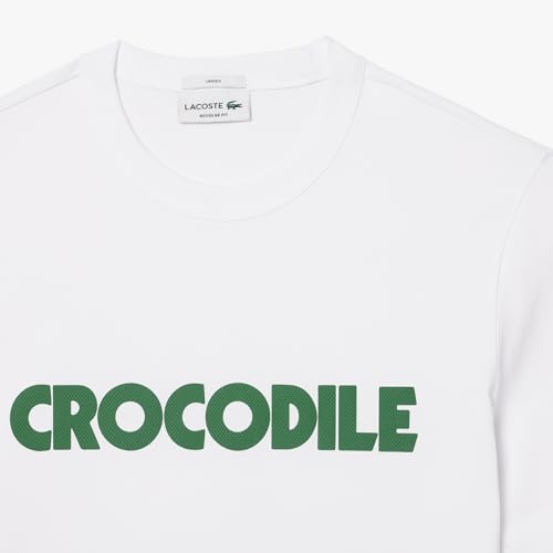 Lacoste Unisex Short Sleeve Relaxed Fit Tee Shirt W/Crocodile Wording, Appalachan Green, XXS