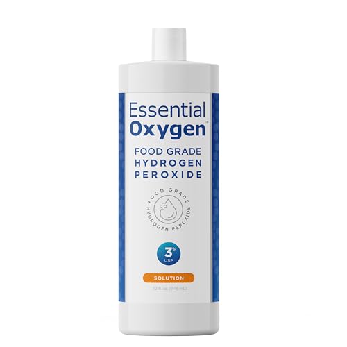 Essential Oxygen Food Grade Hydrogen Peroxide 3%, Natural Cleaner, Refill, 32 Fl Oz