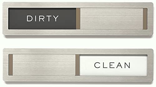 Dishwasher Magnet Clean Dirty Sign, Kubik Letters Premium Stainless Steel Grade 304, Kitchen Organizers and Storage Decor, Extra Adhesive Tapes Included.