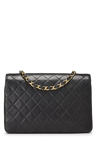 Chanel, Pre-Loved Black Quilted Lambskin Circle Lock Half Flap, Black