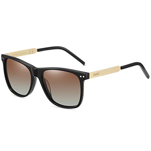 DUCO Polarized Sunglasses For Men Sunglasses Mens Sun Glasses For Driving Fishing Acetate Rectangle Frame 100% UV Protection 2143