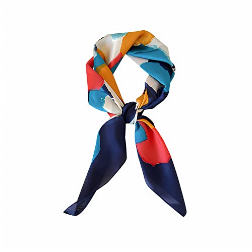 tagunop Silk Feeling Scarf Fashion Pattern Large Square Satin Headscarf for Women 27 Inches Black Cashew