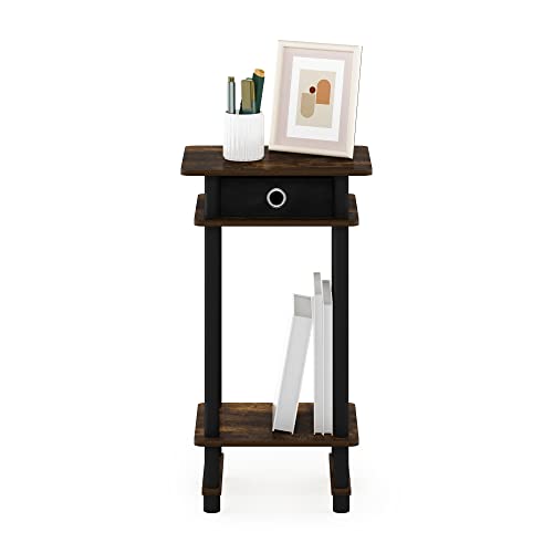 Furinno Turn-N-Tube Tall End Table, Columbia Walnut/Black/Dark Brown