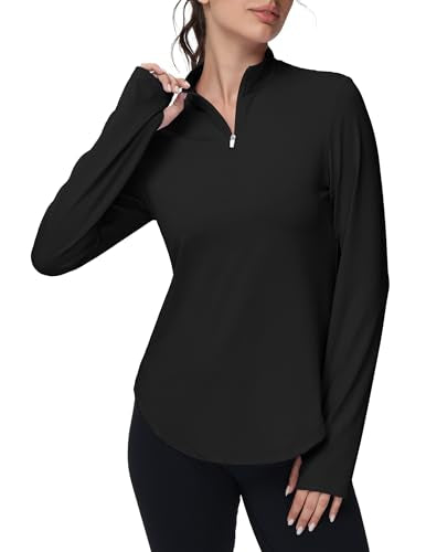 GGOV Women's Golf Polo Long Sleeve Workout Tops V Neck UPF 50+ Sun Protection Quick Dry Lightweight Active Tennis Shirts