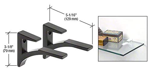 CRL Black - Aluminum Glass Shelf Bracket for 3/8" to 1/2" Glass - Package