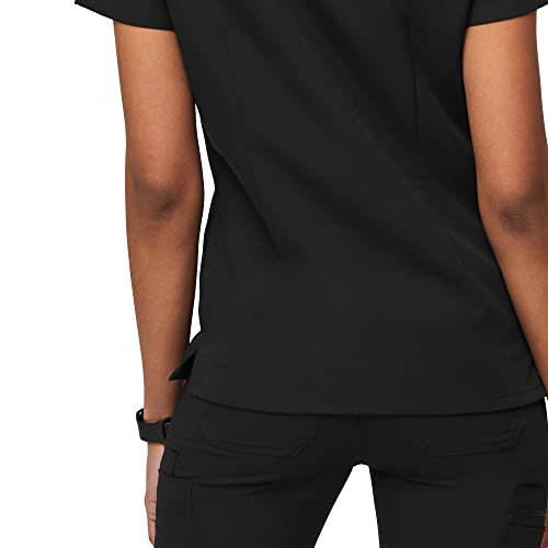 FIGS Casma Three-Pocket Scrub Top for Women – Black, XXS
