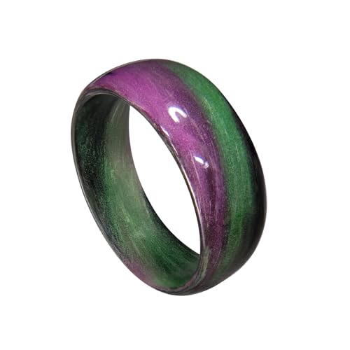 CORE CARBON RINGS - Handmade Ring Band - Carbon Fiber Green, Purple, and Black Marbled Glow Ring, Matte or High Gloss Finish, Glow-in-the-Glow, Durable, Waterproof, Sizes 4-16, Custom Band Widths