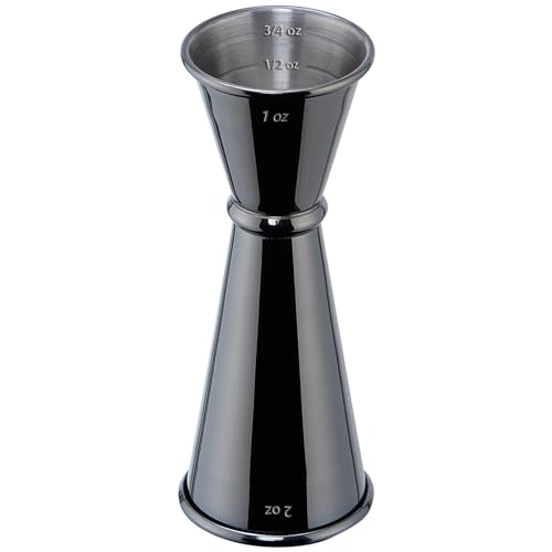 Jigger for Bartending, Briout Double Cocktail Jigger Japanese Premium 304 Food Grade Stainless Steel Jigger 2 OZ 1 OZ with Measurements Inside, Black