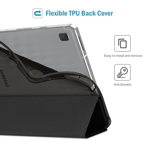 ProCase Cover for Galaxy Tab S6 Lite 10.4 Case 2024 2022 2020 with S Pen Holder(SM-P620/P625/P613/P619/P615/P610), Trifold Stand Folio Soft TPU Translucent Back Cover Support Auto Wake/Sleep -Black
