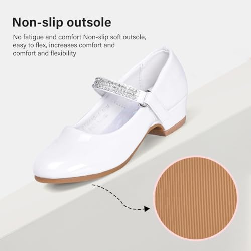 Stelle Girls Dress Shoes Toddler White Flower Girl Low Heels Mary Jane Flat for School Uniform Wedding(Little/Big Kid)(3ML, T02-Red)