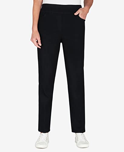 Alfred Dunner Womens Super Stretch Mid-Rise Short Length Pant, Black, Size 8