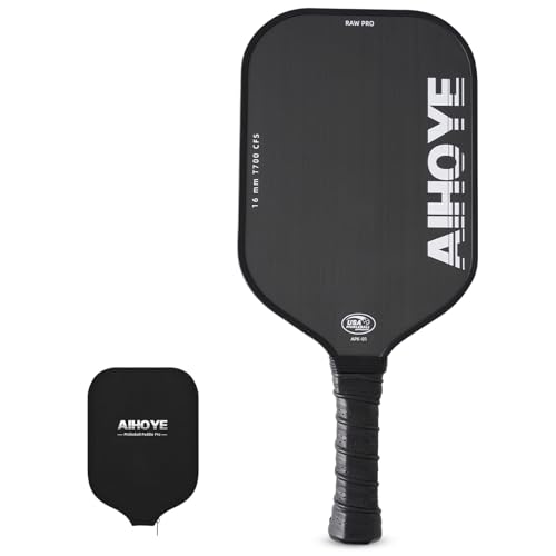 Aihoye PRO Pickleball Paddles- Raw T700 Carbon Fiber Textured Surface (CFS) with High Grit & Spin, Pickleball Paddles with 16MM Polypropylene Honeycomb Core, USAPA Approved