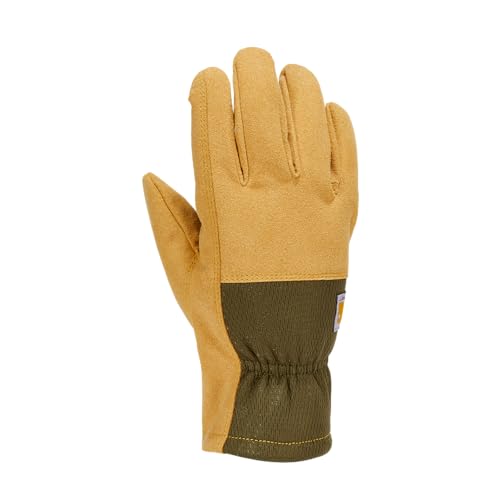 Carhartt Women's Synthetic Suede Stretch Knit Glove, Barley/Basil, Small