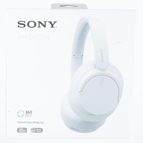 Sony WH-CH720NW Noise Canceling Wireless Bluetooth Headphones - Built-in Microphone - up to 35 Hours Battery Life and Quick Charge - Matte White