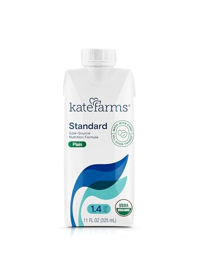 KATE FARMS Organic 1.4 High Calorie Nutrition Shake, Plain, 20g Protein, 27 Vitamins and Minerals, Meal Replacement, Protein Shake. 11 oz (12 Pack)