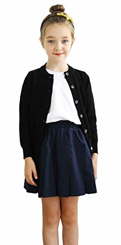 UMELOK Girls' Yellow Cardigans Sweaters Cotton Long Sleeve School Uniform Yellow, 7-8Y