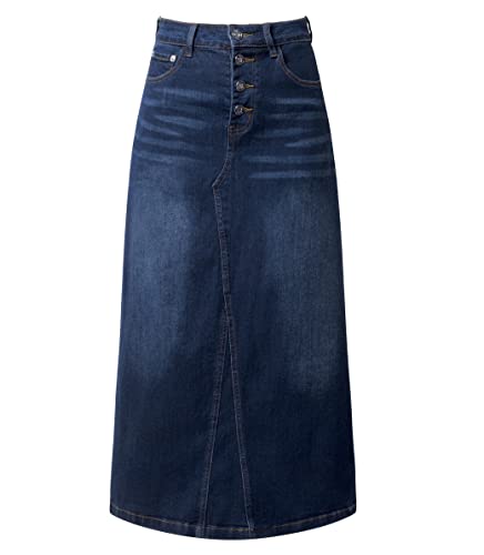 Women Maxi Pencil Jean Skirt- High Waisted A-Line Long Denim Skirts For Ladies- Blue Jean Skirt,Blue,2