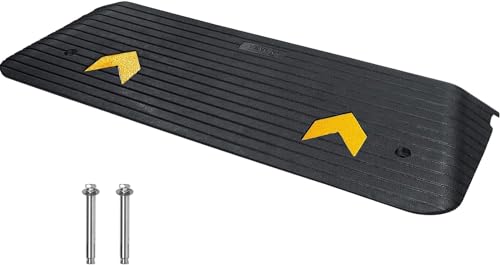 VEVOR 1" Rise Rubber Threshold Ramp for Doorway,Door Ramp with Non-Slip Textured Surface,33069lbs Load Capacity, Rubber Curb Ramp for Wheelchair and Scooter