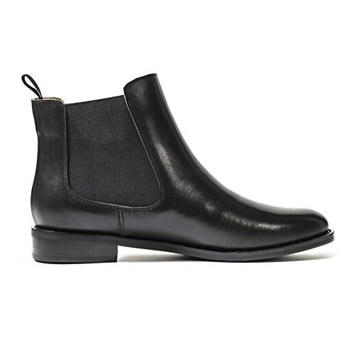 ONEENO Women's Classic Black Leather Chelsea Boots 5.5 M US