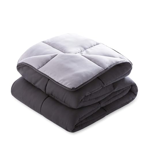 LINENSPA Reversible Down Alternative Comforter and Duvet Insert - All-Season Comforter - Box Stitched Comforter - Bedding for Kids, Teens, and Adults – Black/Graphite - California King