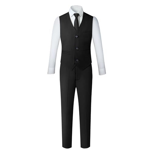kretenier Boys Suit Slim Fit 5 Pieces Black Kids Formal Wedding Suits for Boys Dress Clothes Set Ring Bearer Outfit Size 6