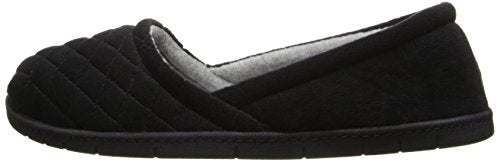 Dearfoams Women's Katie Microfiber Velour Espadrille Slipper, Black, Small