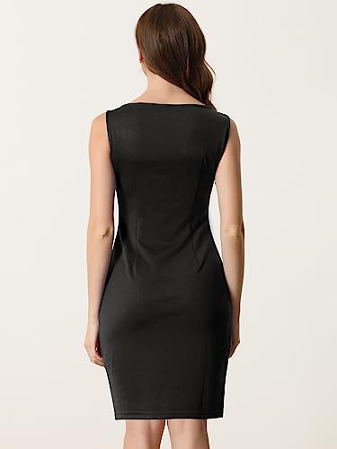 Allegra K Sleeveless Sheath Dress for Women's Pencil Boat Neck Business Professional Office Dresses Small Light Green