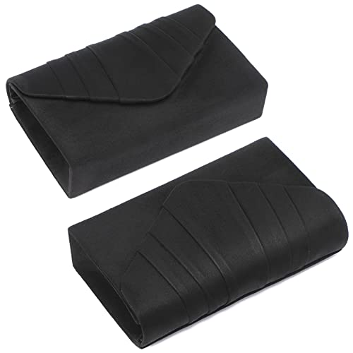 Dasein Women Glistening Evening Bags Pleated Clutch Handbags Wedding Purses Cocktail Prom Hand Pouch Black