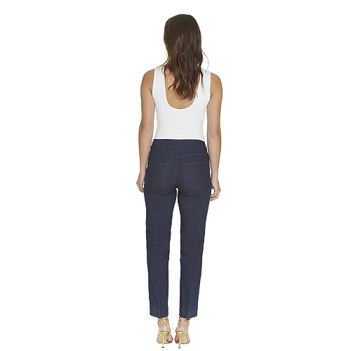 SLIM-SATION Women's Wide Band Pull On Ankle Pant with Tummy Control, 2, Denim