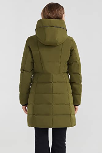 Orolay Women's Hooded Winter Down Coat Quilted Mid Length Puffer Jacket ArmyGreen XS