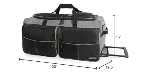 Pacific Coast Signature 30" Large Rolling Duffel Bag, Black, One Size