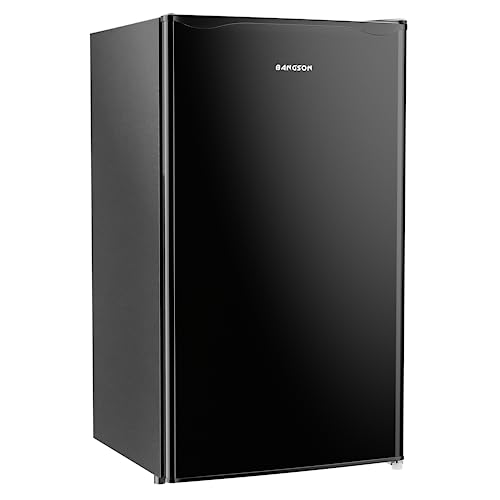 BANGSON Mini Fridge with Freezer, 3.2Cu.Ft, Single Door Small Refrigerator, Energy-Efficient, Low Noise, Mini fridge for Bedroom Dorm and Office, Black