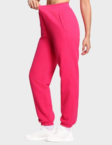 THE GYM PEOPLE Women's Fleece Sweatpants Warm Workout Joggers Pants with Pockets Black