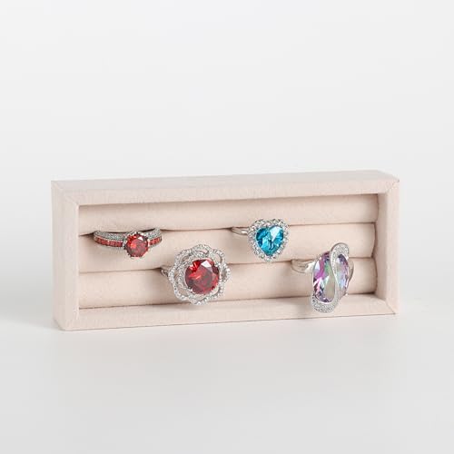 Valyria Bamboo Wood 6 Slots Round Ring Earrings Trays Showcase Display Jewelry Organizer (Round Wood)