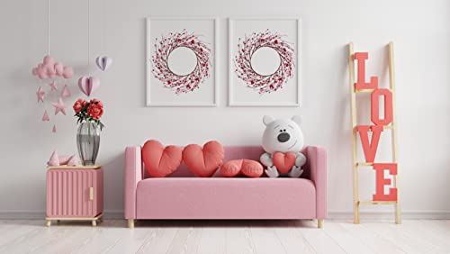 LLZLL Valentine’s Day Wreath,15 Inches Valentine’s Day Wreaths for Front Door Pink Red Heart Berry Wreath for Valentine’s Day Wedding Decor (Red/Pink/White)