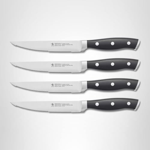 HENCKELS Forged Accent Razor-Sharp Steak Knife Set of 4, Black, German Engineered Knife Informed by over 100 Years of Mastery