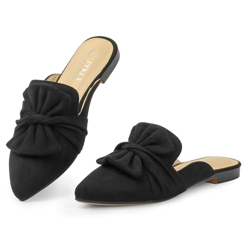 MUSSHOE Women Mules: Pointed Toe Flats - Comfortable Slip on Work Loafers for Professional Woman Aged 25-40 Casual Classic Dressy 2025, Nude Suede 11