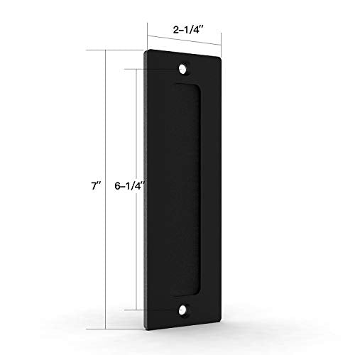 Orgerphy 7” Black Barn Door Handle Finger Pull Set (2 Packs) | Heavy Duty Modern Simple Invisible Handle for Gates Garages Sheds Barn Door, Pocket Door | with Flat Bottom Easy to Install (2 PCS)