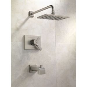 Delta Faucet Vero 14 Series Single-Function Tub and Shower Trim Kit with Single-Spray Touch-Clean Rain Shower Head, Champagne Bronze T14253-CZ (Valve Not Included)