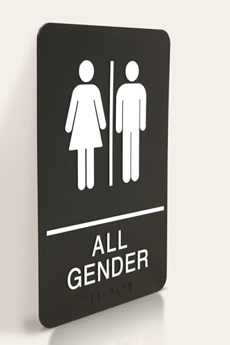 Headline Sign All Gender Restroom Sign, 6 x 9 Inches, ADA, Black and White (9460)