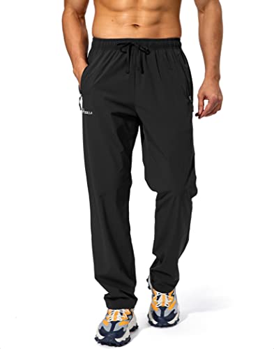 Pudolla Men's Workout Athletic Pants Elastic Waist Jogging Running Pants for Men with Zipper Pockets (Deep Khaki 3X-Large)