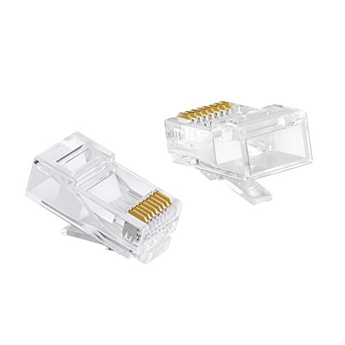 CableCreation Cat6 RJ45 Connectors, 10-Pack Cat6 RJ45 Ends, Ethernet Cable Crimp Connectors UTP Network Plug for Solid Wire and Standard Cable, Transparent