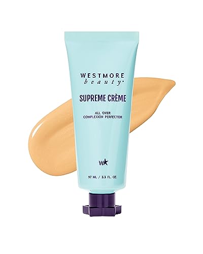 Westmore Beauty Supreme Creme All Over Complexion Perfector - Light 3.3OZ - Face, Leg and Body Makeup - Long Lasting CC Cream Self Tanner Spf Skin Tint For Waterproof, Transfer-Resistant Full Coverage